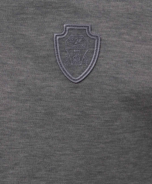 Brunello Cucinelli Серое поло с нашивкой эмблемы ML944VL505 изображение 5