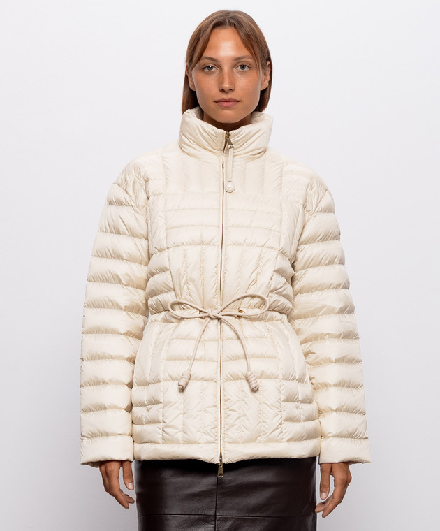 Moncler Бежева пухова куртка з нашивкою логотипа L20931A00150597YF зображення 3