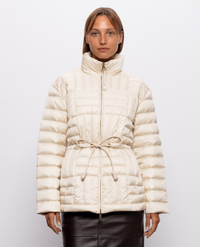 Moncler Бежевая пуховая куртка с нашивкой логотипа L20931A00150597YF