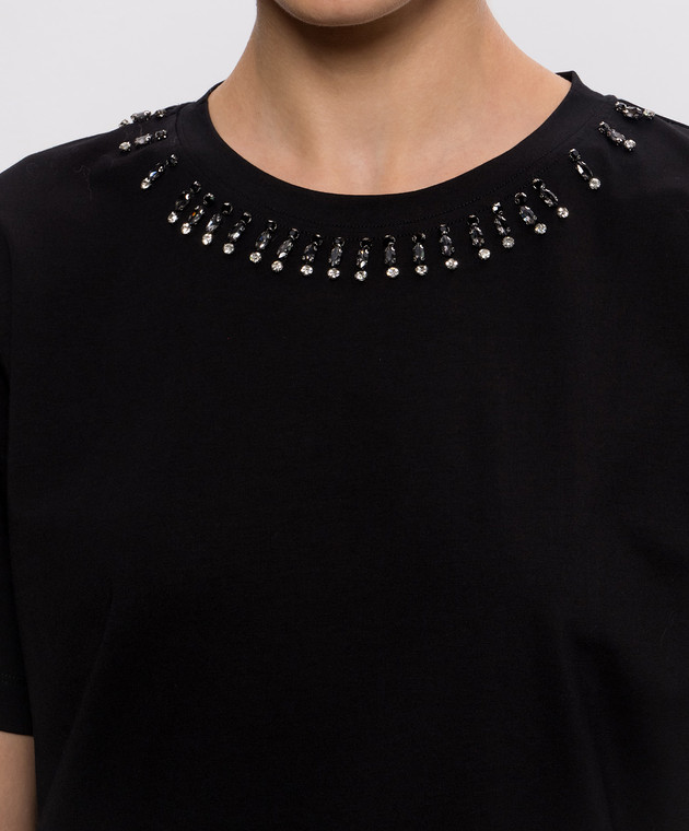 Twinset Черная футболка с кристаллами 262AP2480 изображение 5