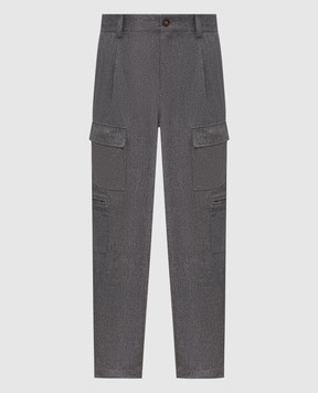 Brunello Cucinelli Штани-карго сірого кольору з вовни M038PF3010