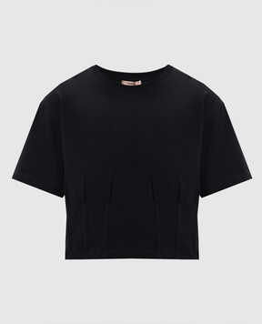 Twinset Чорна укорочена футболка у корсетному стилі 261TT2440