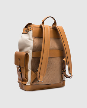 Brunello Cucinelli Бежевий шкіряний рюкзак з логотипом MBATBU356