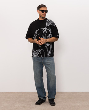 Balmain Черная футболка с цветочным принтом HH1EG230GF62