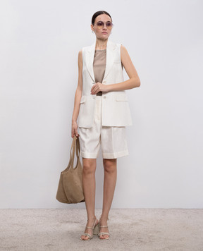 Peserico Коричневий топ із шовку з ланцюжком A08893D02372