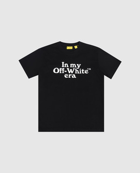 Off-White Дитяча чорна футболка з принтом 44BAA002S26J007