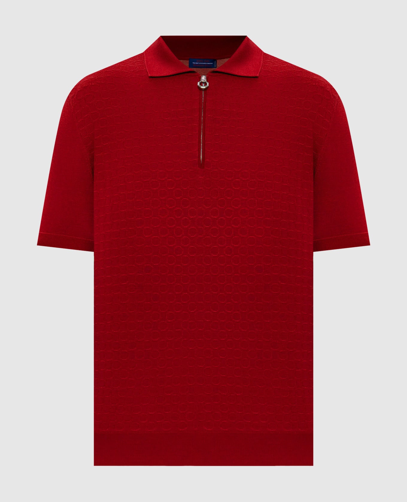 Красное поло с шерсти, кашемира и шелка в узор