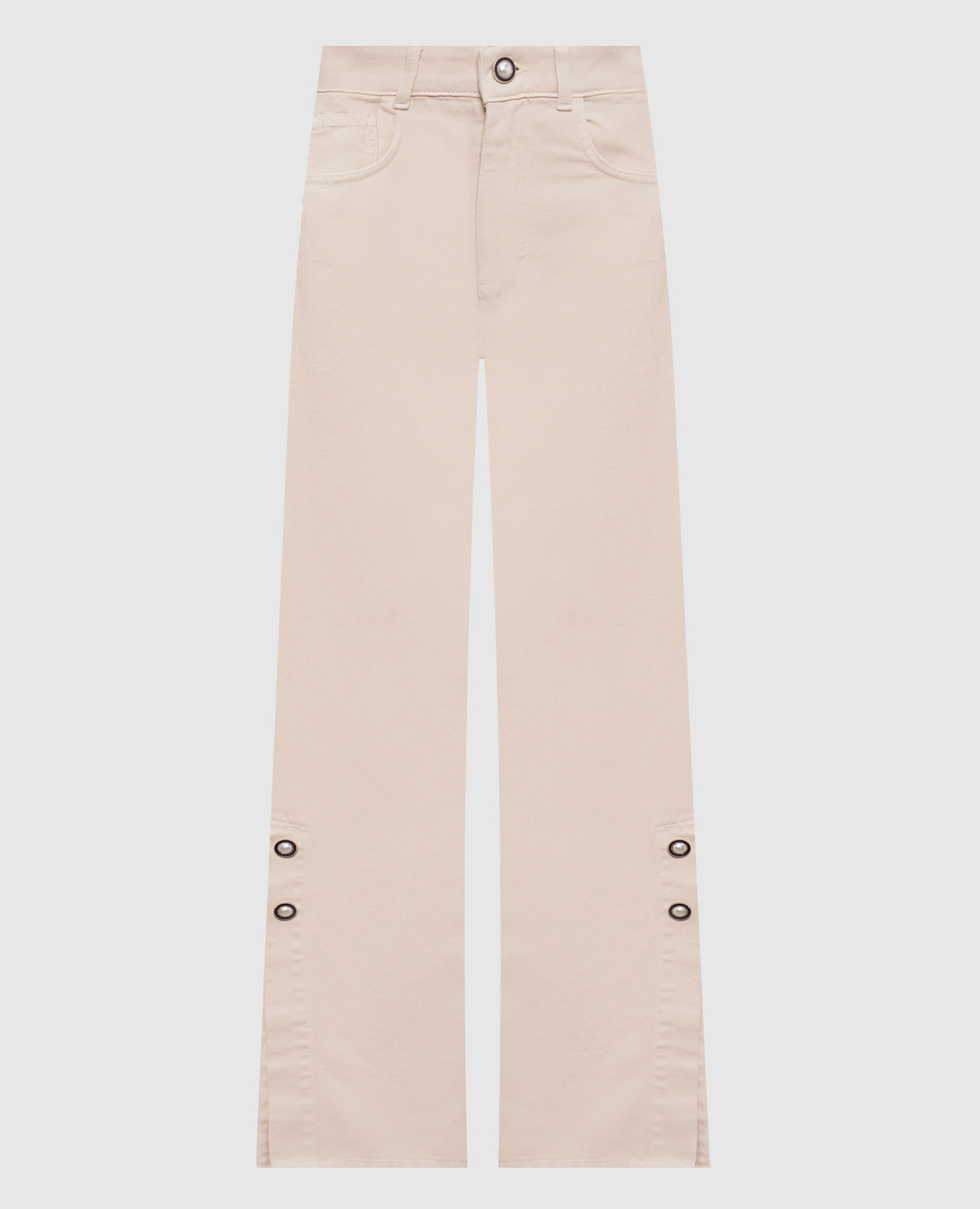 

Бежевые джинсы с логотипом патча, Бежевый, Прямые джинсы