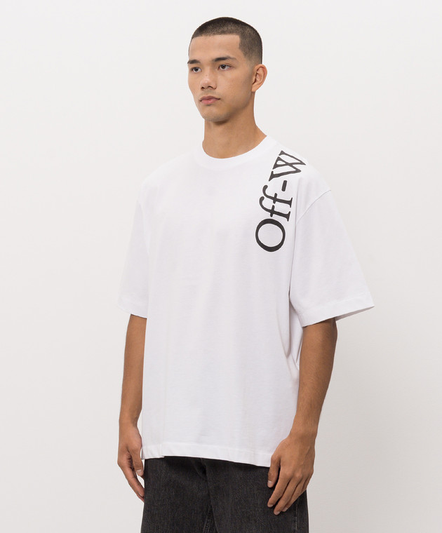 Off-White Белая футболка с контрастным логотипом 44MAA120F26J010 изображение 3
