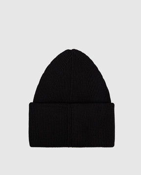 Off-White Чорна шапка з кашеміром з нашивкою логотипа Off OMLC030C99KNI001