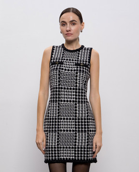 Twinset Черное платье мини с шерстью в узор 252TT3042