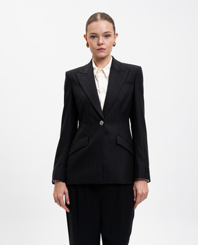 Versace Чорний жакет з вовни в смужку 10180181A16260