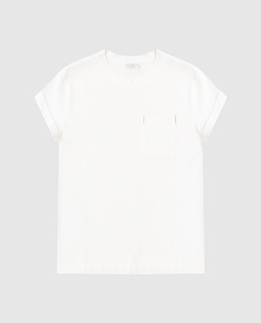 Brunello Cucinelli Дитяча біла футболка з ланцюжком моніль B0T81T458C