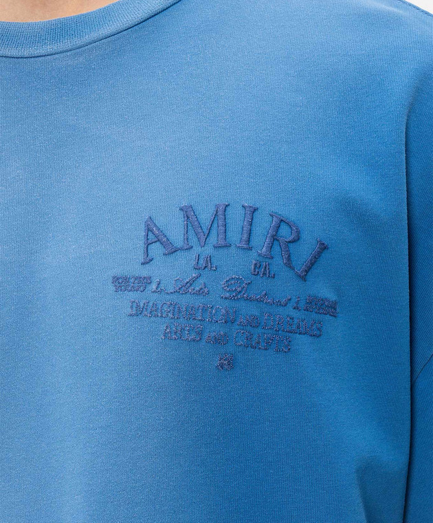 AMIRI Синя футболка з вишивкою логотипа AMTOJR1157 зображення 5