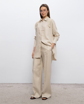 Agnona Бежева сорочка з льону TD1113YU3049