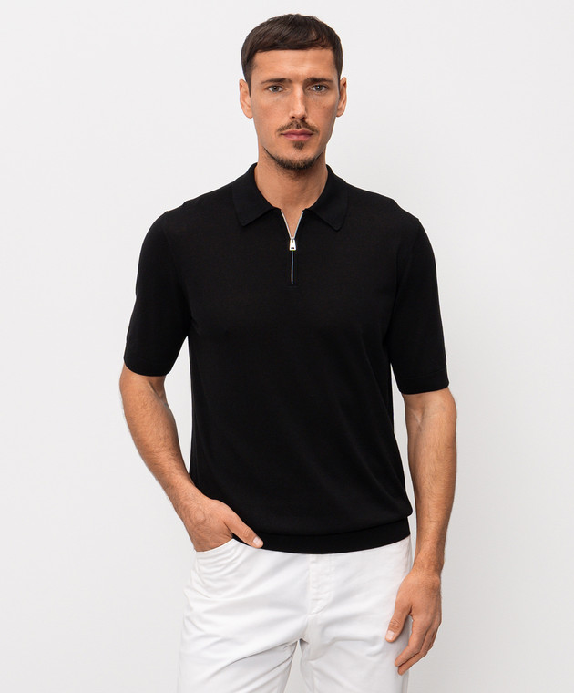 Cashmere&Whiskey Чорне поло з шовком M54251031 зображення 3