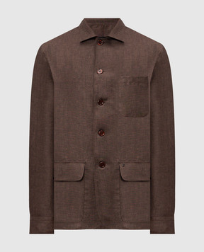 Stefano Ricci Коричнева сорочка з льону, вовни і шовку SP008138B127HA