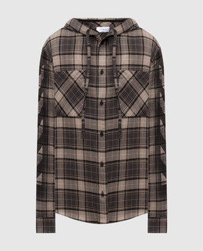Off-White Сіра сорочка в клітинку з капюшоном OMGE031F25FAB001