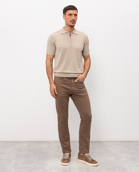 Canali Бежеве поло з блискавкою MK02460C1165