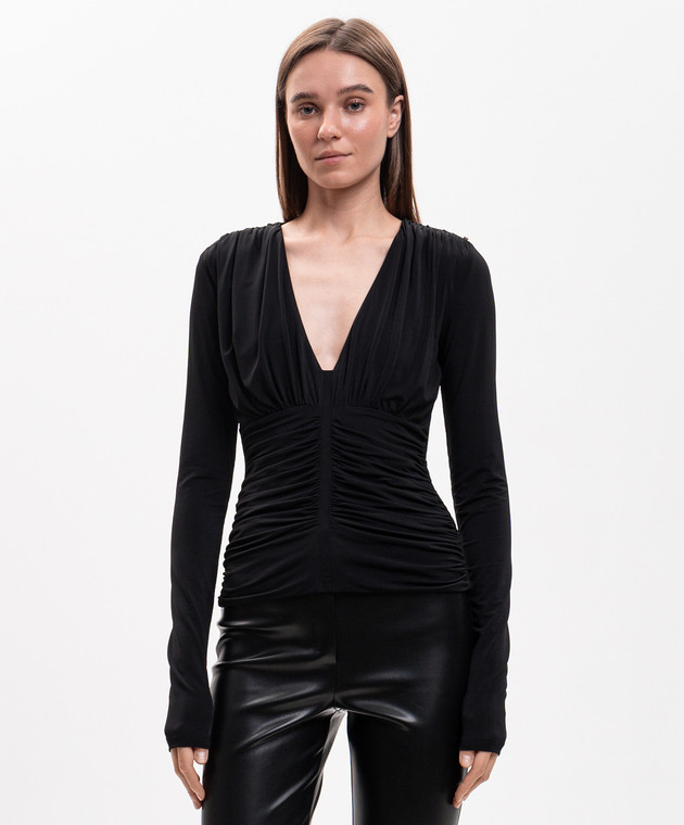 Max Mara Sportmax Черный топ с драпировкой SPXBEATO изображение 3