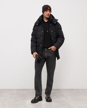 Herno Чорний пуховик з принтом логотипа PI001292U12840