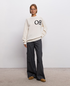 Off-White Свитер цвета айвори с шерстью 2FE00533T