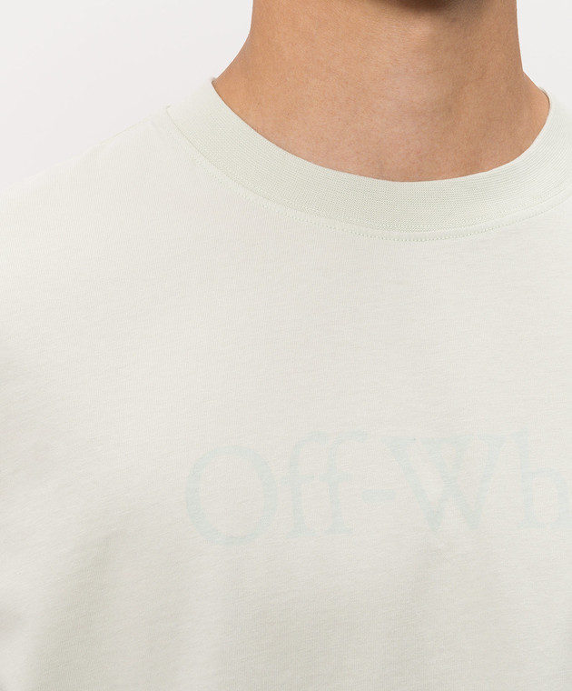 Off-White Зелена футболка з принтом логотипа 44MAA120S26J00H зображення 5