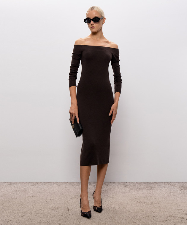 Tom Ford Коричневое платье с открытыми плечами ACK737YAX1099 изображение 2
