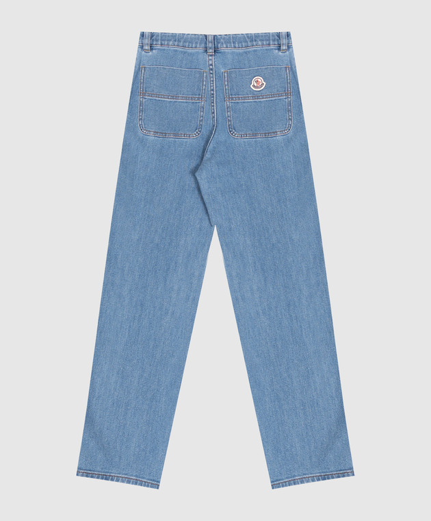 Moncler ENFANT Детские синие джинсы с нашивкой логотипа L29542A00004598A1 изображение 2