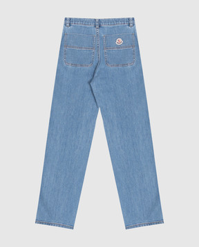 Moncler ENFANT Детские синие джинсы с нашивкой логотипа L29542A00004598A1
