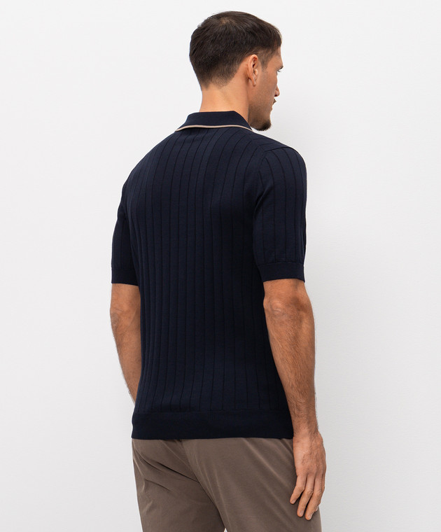 Peserico Синяя рубашка в рубчик с короткими рукавами R59521F189173R изображение 4