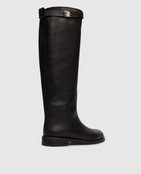 Babe Pay Pls Чорні шкіряні чоботи з логотипом 510152KO