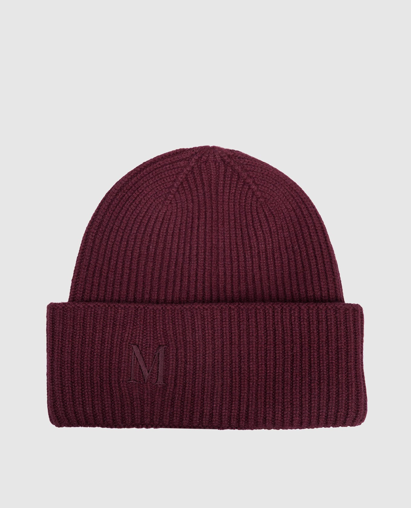 Burgundy cashmere hat with logo Max Mara