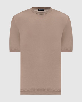 Stefano Ricci Коричнева футболка із шовку з вишивкою логотипа K616215G10F26101