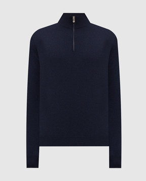 Brunello Cucinelli Синий джемпер из кашемира с молнией M2200124