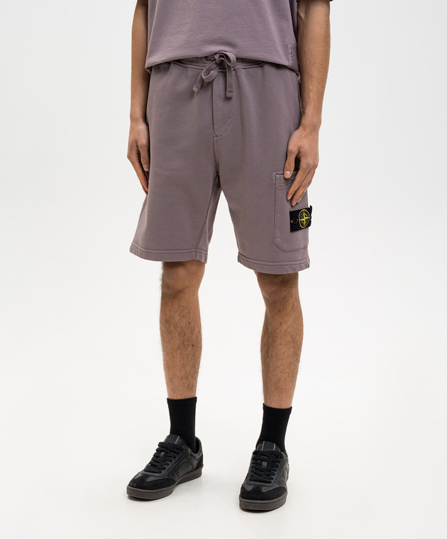 Stone Island Фиолетовые шорты с патчем логотипа L1S156200011S0051 изображение 3