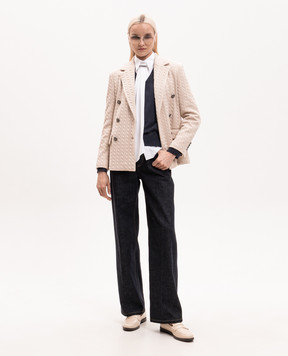 Brunello Cucinelli Бежевый двубортный жакет с люрексом M0AZT7493P
