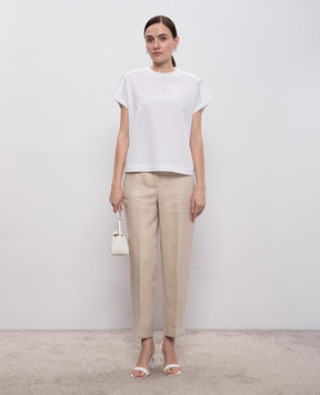 Peserico Белая футболка с леном с цепочкой мониль S06416J00D03036