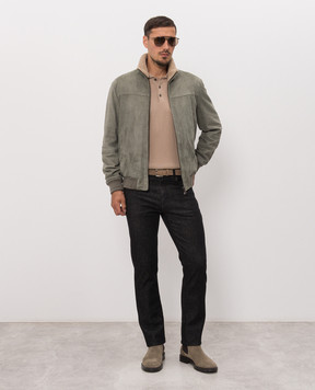 Canali Зеленая замшевая куртка LE00298O70509