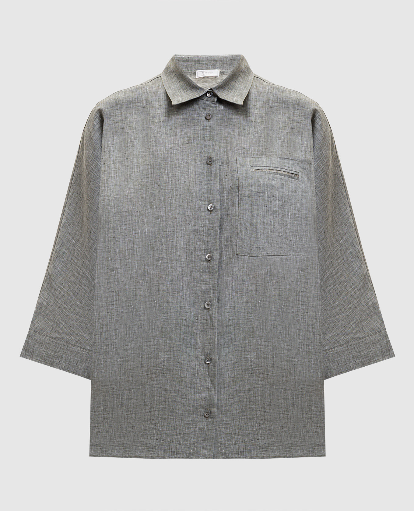 Серая рубашка из льна с цепочкой мониль