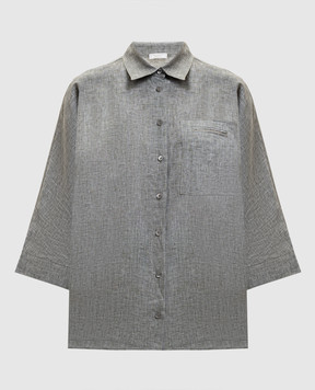 Peserico Серая рубашка из льна с цепочкой мониль S0649102600