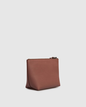 Brunello Cucinelli Терракотовый кожаный клатч с логотипом MWCAM2716