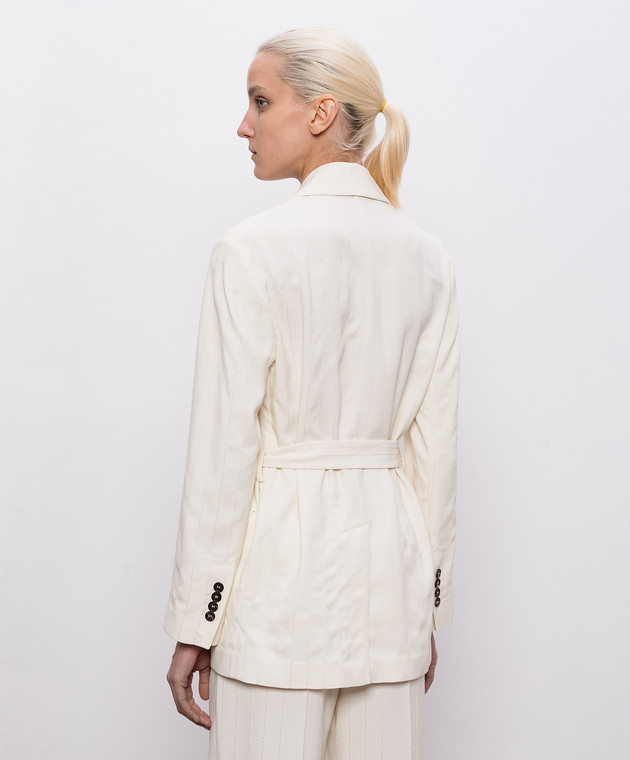 Brunello Cucinelli Жакет кольору айворі з паєтками ML5927367 зображення 4