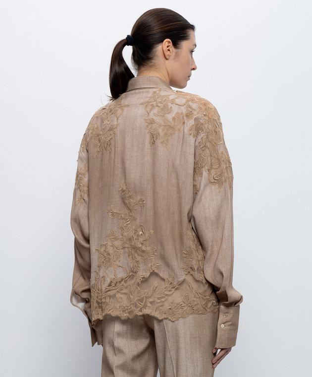Ermanno Scervino Бежевая блуза с кружевом D482K743APEMY изображение 4