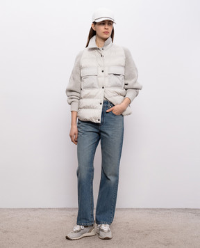 Brunello Cucinelli Сіра пухова куртка з ланцюжком моніль MD5987696