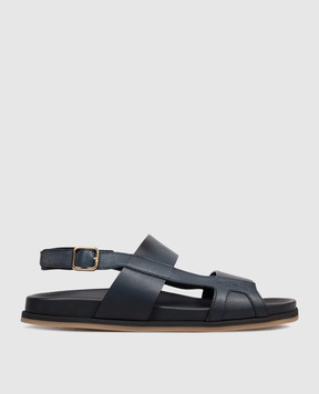 Santoni Синие кожаные сандалии с тиснением логотипа MCEG19327HV6MGOR