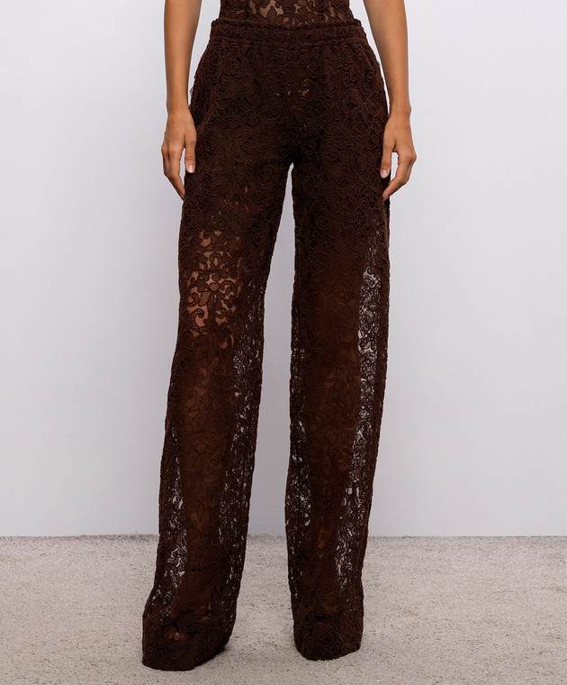 Ermanno Scervino Коричневые брюки из кружева D492P359EXQ изображение 3