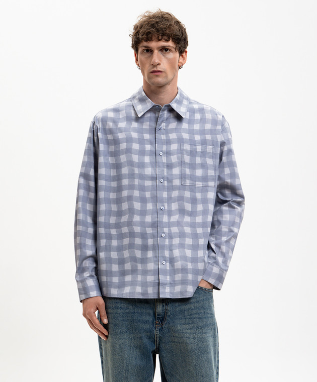 Axel Arigato Серая рубашка Distort Gingham в клеточку A3876001 изображение 3