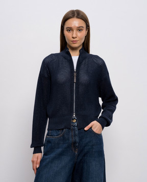 Brunello Cucinelli Синий кардиган с люрексом MST263336
