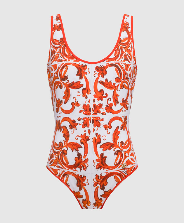 Dolce&Gabbana Белый купальник в брендовый принт с монограммой O9A46JONO19